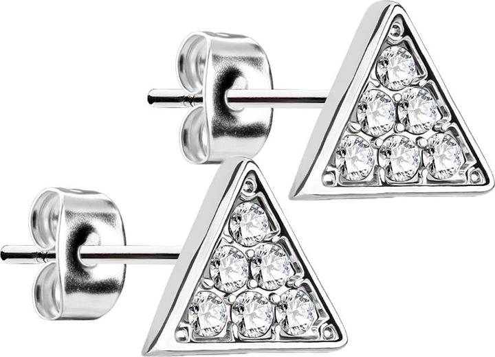 Immagine prodotto Star Piercing Orecchini a perno triangolari in argento con cristallo (Ottone, Acciaio chirurgico 316L)