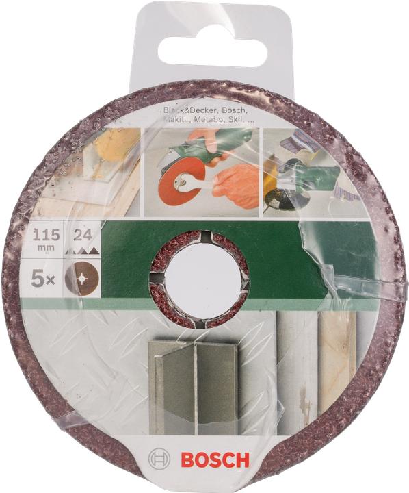 Produktbild Bosch Zubehör 5tlg. Fiberschleifscheiben-Set für Winkelschleifer, Korund D= 115 mm K= 24 5 Stck. (24)