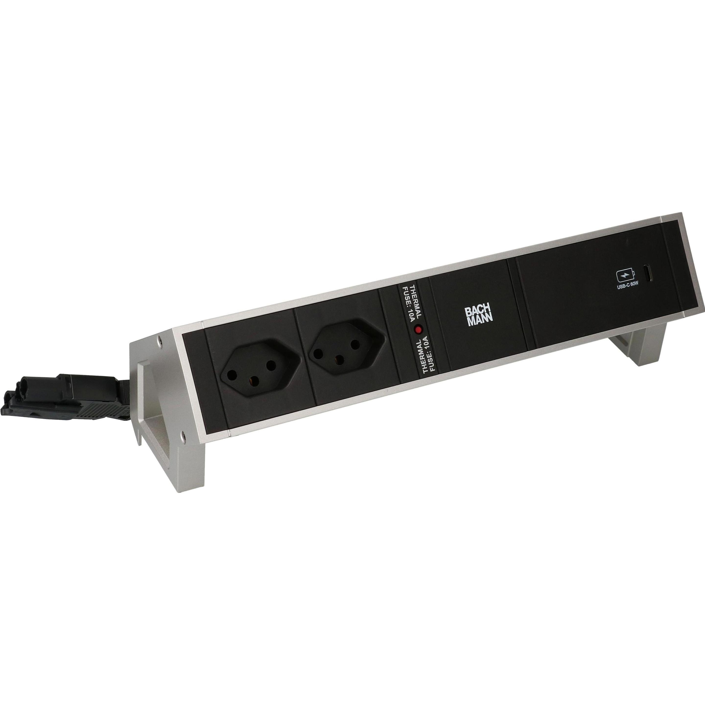Bachmann, Steckdosenleiste, Tischsteckdosenleiste DESK 2, 2x T13, 1x USB C (2 x, Typ 13, 0.20 m)
