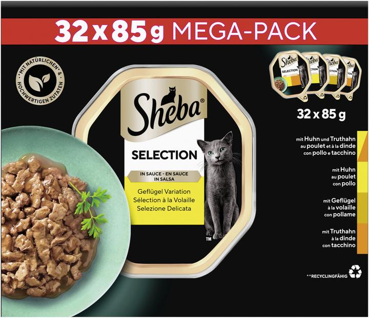 Produktbild Sheba Selection Geflügel Variation in Sauce (Adult, 32 Stk., 2720 g)
