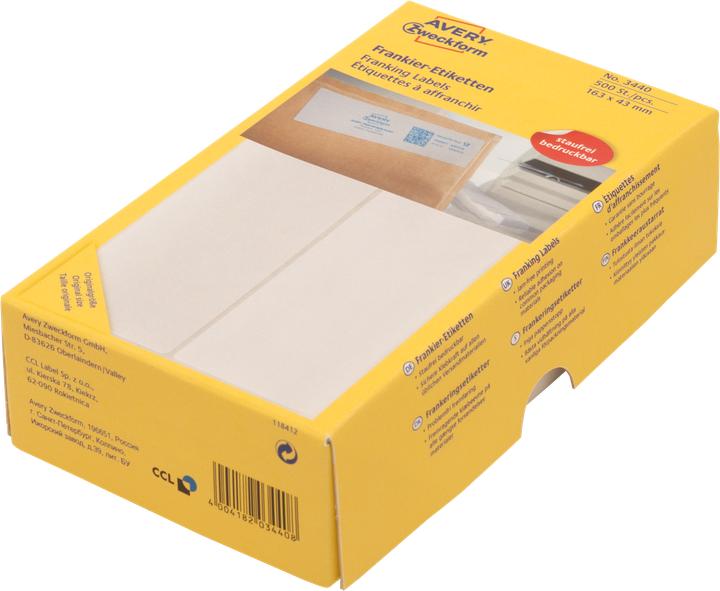 Actual product image Avery Zweckform adhesive franking labels, permanent