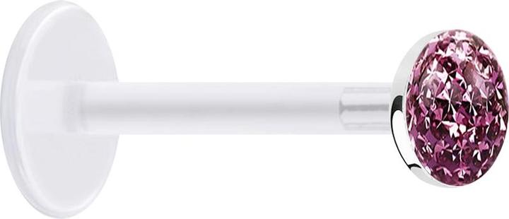 Immagine prodotto Star Piercing Micro Labret trasparente con disco di cristallo strato protettivo epossidico viola chiaro (senza ottone, Bioflex, Argento 925)