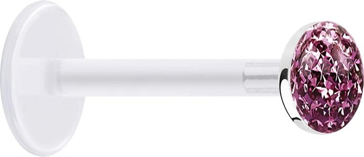 Image du produit Star Piercing Micro Labret transparent avec disque de cristal violet clair couche protectrice d'époxy (sans laiton, Bioflex, Argent sterling 925)