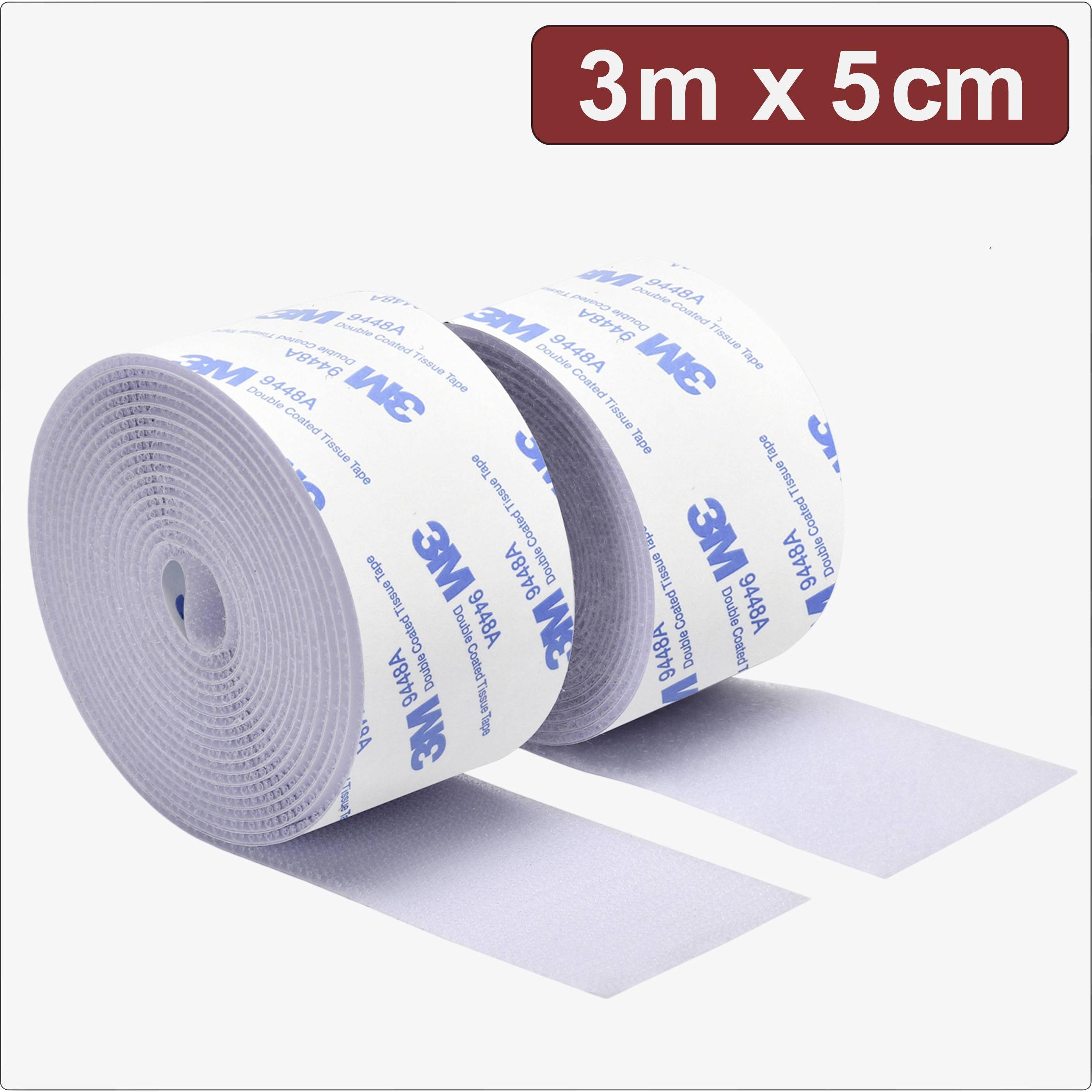 Quadrios, Nastro in velcro, 24CA325 Klettband zum Aufkleben Haft- und Flauschteil (L x B) 3 m x 5 c (50 mm)