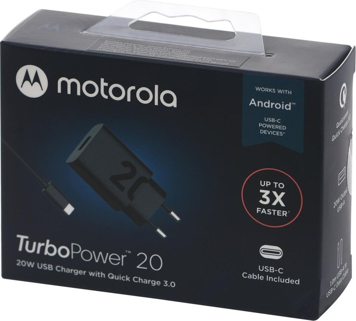 Produktbild Motorola Charger TurboPower 20W USB-A w/ 1m USB-C cable Black (20 W)
