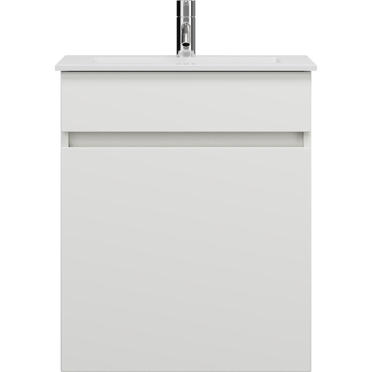 burgbad, Badmöbelset, Lin20 Mineralguss-Waschtisch Farbe Weiss Matt inklusive Waschtischunterschrank 1 Blende 1 Au