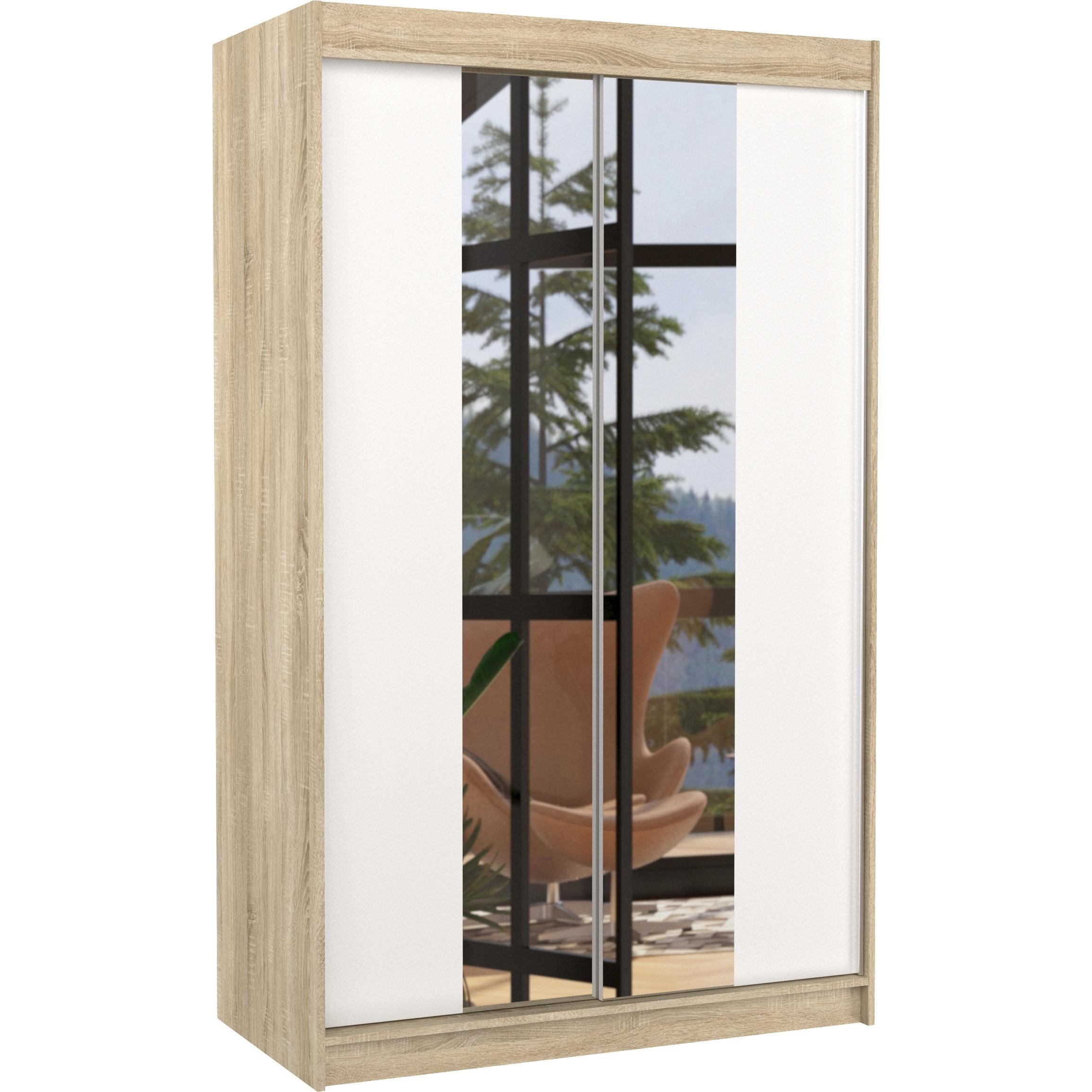 ADRK Furniture, Kleiderschrank, Verspiegelter Schiebeschrank MARVIN 120 (120 x 58 x 200 cm)