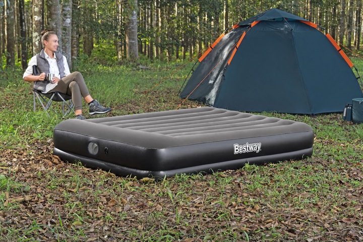 Actual product image Bestway Tritech Queen Air Mattress with Built-in USB Pump 2.03 m x 1.52 m x 36 cm