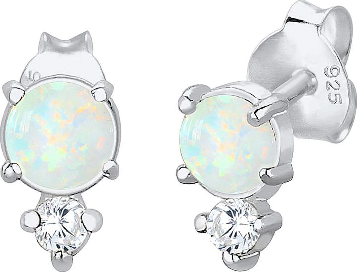 Produktbild Elli Kreis, Opal, Solitär-Ohrring, Vintage (Synthetischer Opal, Zirkonia, 925 Sterling Silber)
