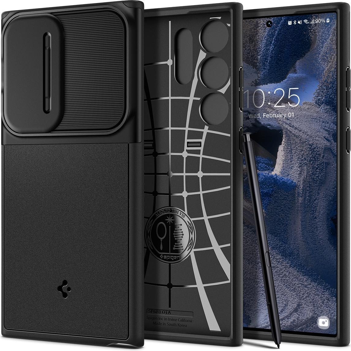 Spigen Optik Armor Case (Samsung Galaxy S23 Ultra), Smartphone Hülle, Schwarz