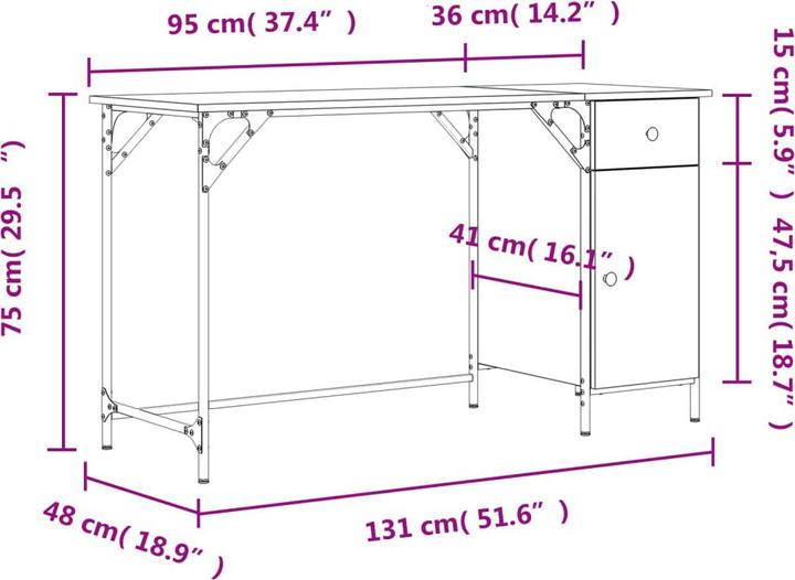 Actual product image vidaXL Computertisch (131 x 48 x 75 cm)