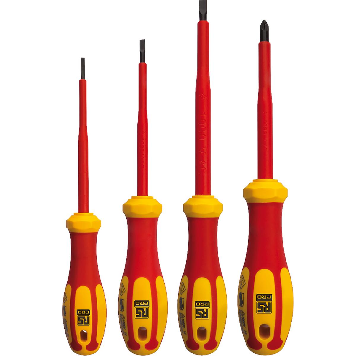 Rs Pro, Schraubenzieher, 4 pc Insulated Screwdrivers Set (Pozidriv-Kreuzschlitz (PZ))