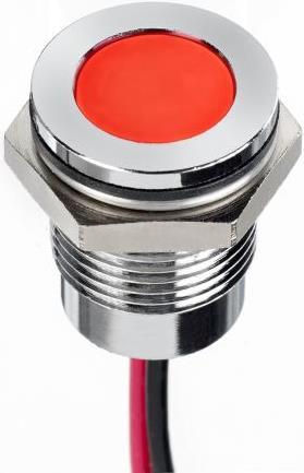 Produktbild RS PRO 14mm flush IP67 sealed chr LED, red 12V