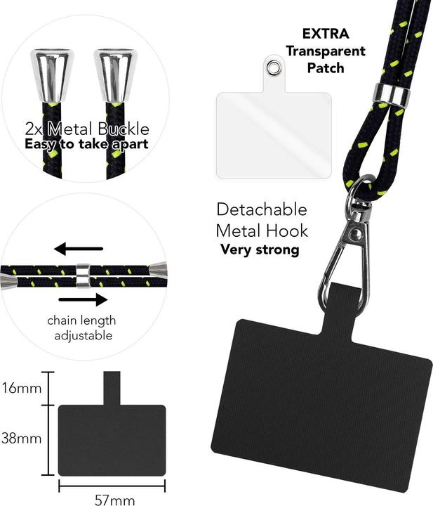 Image du produit Nalia Chaîne universelle pour téléphone portable à porter autour du cou avec pad