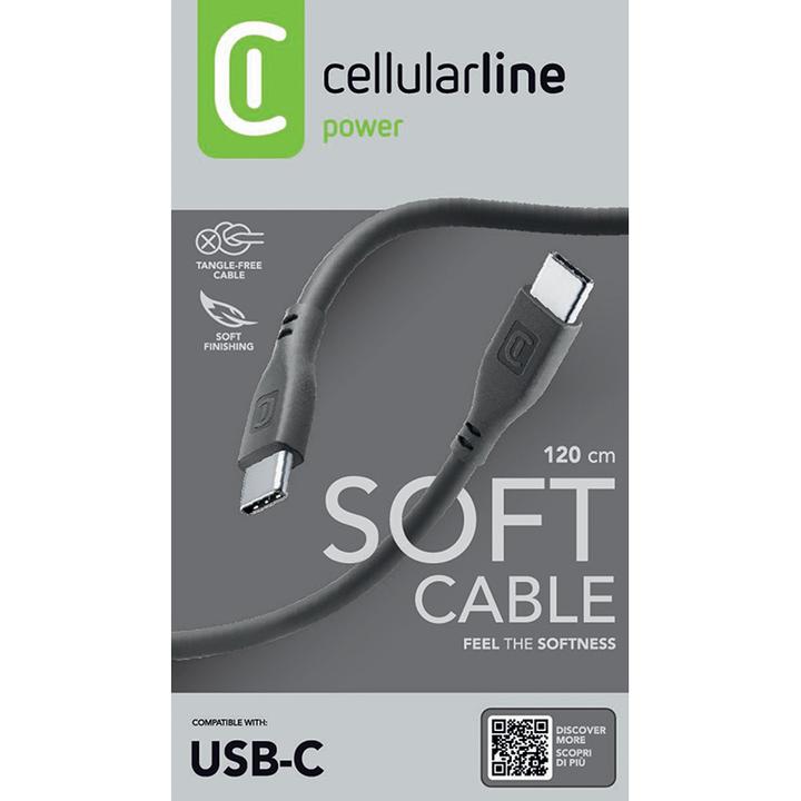 Image du produit Cellularline Soft cable 120 cm - USB-C to USB-C (1.20 m, USB 3.2 Gen 1)