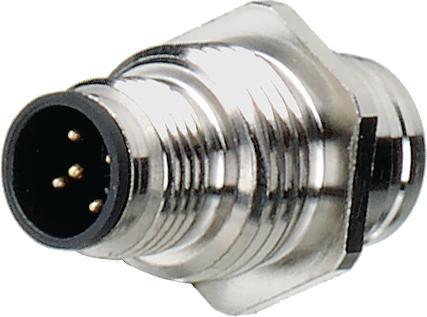 Actual product image Lumberg Wall bushing M12 5-pin, M12, plug / socket, straight, poles - 5, spring, panel mounting