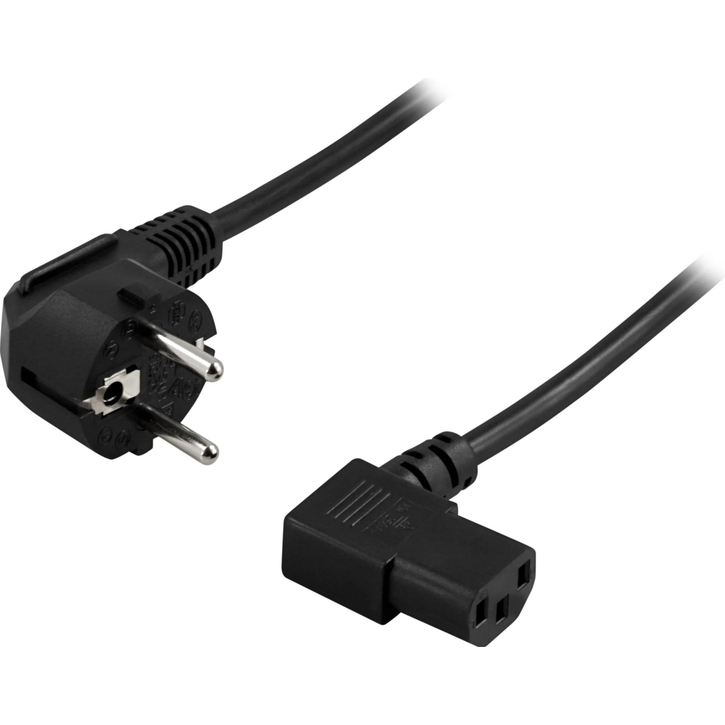 Deltaco Power cable CEE 7/7 - C13, angled, 3m - Black (3 m), Stromkabel
