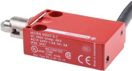 Produktbild TE Sensors Safety limit switch with roller plunger