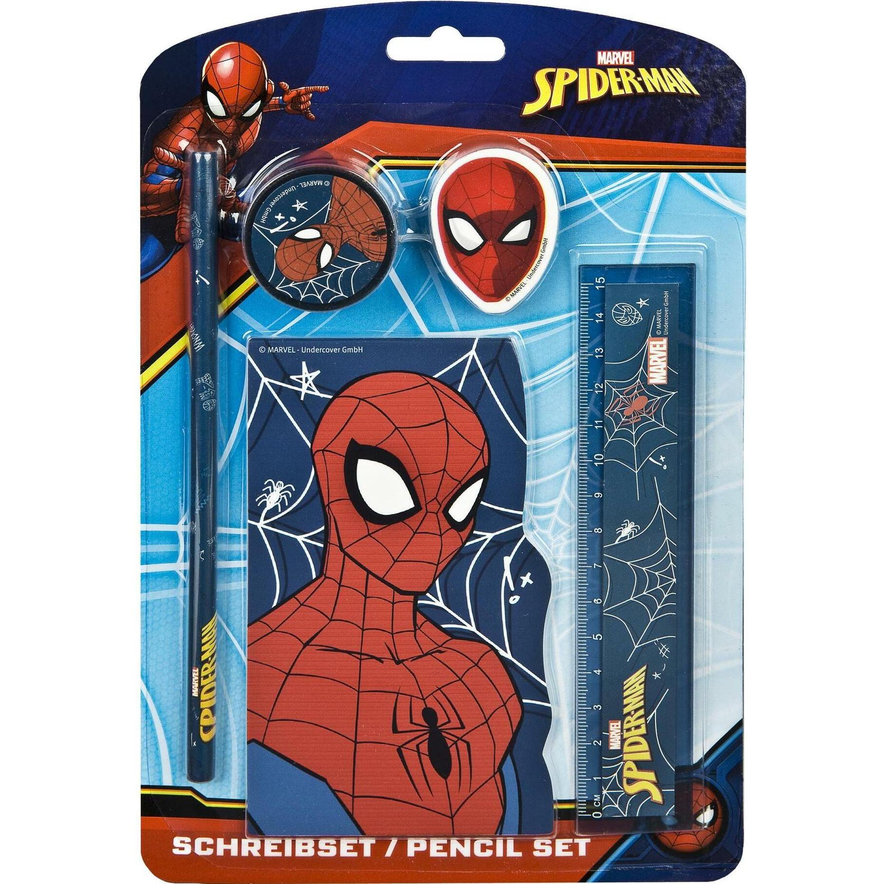 Undercover, Schreibstifte, Schreibset Spiderman 5-teilig (Dunkelblau, Rot, 5 x)