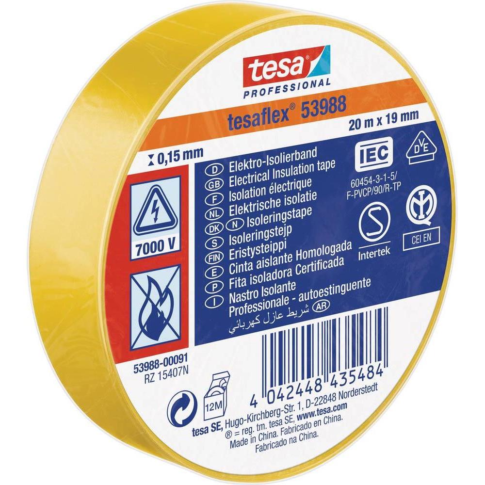 tesa, Klebeband, tesaflex Isolierband IEC 20:19 gelb (19 mm)