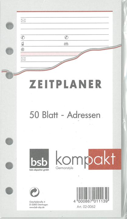 BSB-Obpacher Address inserts for timer approx. A6 50 sheets (A6)