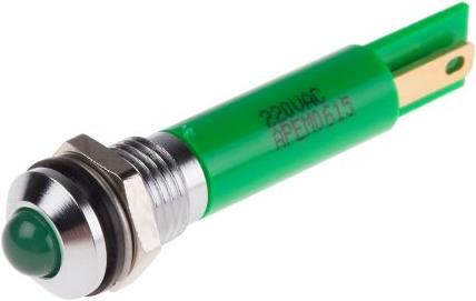 Produktbild RS PRO 8mm prom hyper bright LED, green 220Vac