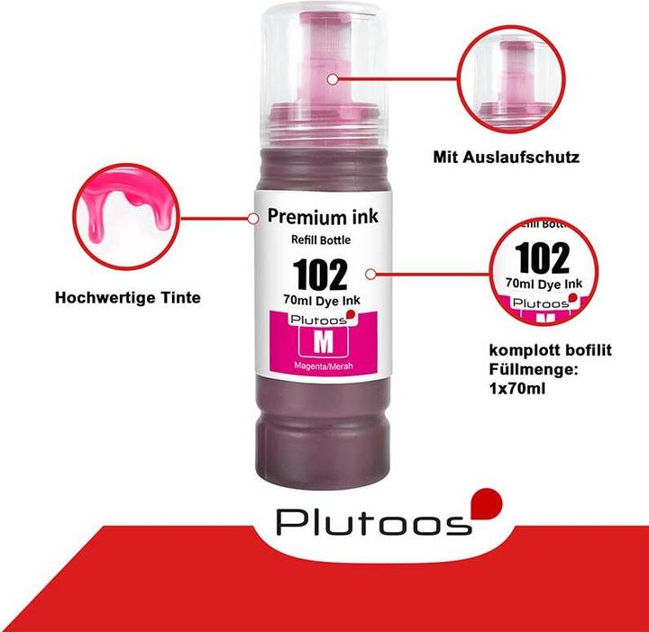 Produktbild Plutoos Epson 102 Ecotank Patrone XXL kompatibel, 4erFarbset