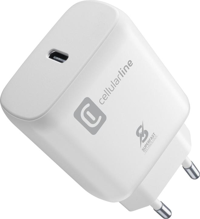 Cellularline Super Fast Charger 25W - Samsung Caricabatterie da rete USB-C Super Fast Charge PD 25W Bianco (25 W)