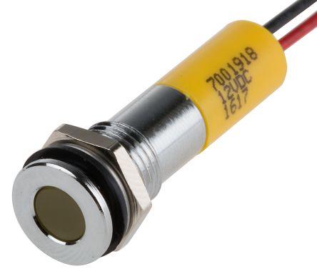 Produktbild RS PRO 8mm flush satin chr LED wires, yel 12Vdc