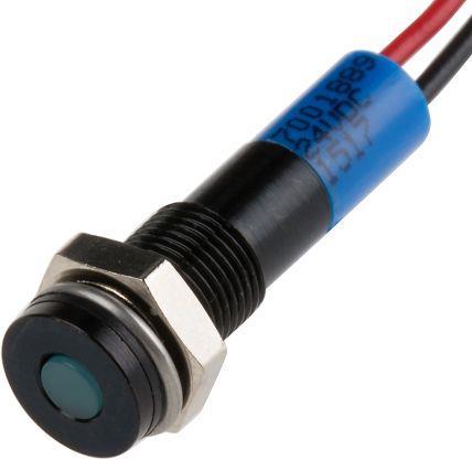 Produktbild RS PRO LED 6mm Chromblende 24Vdc Blau +Kabel