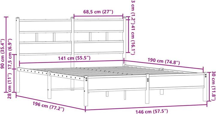 Image du produit vidaXL Bettgestell (140 x 190 cm)