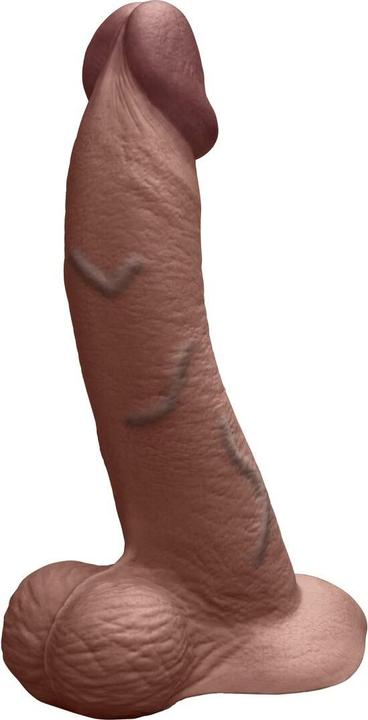 Actual product image Earthly Body Slipskin Realistic Silicone Dildo 9 Inch Curved Brown