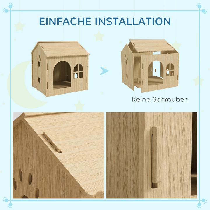 Produktbild PawHut Hundehütte MDF Eiche (Hundehütte)