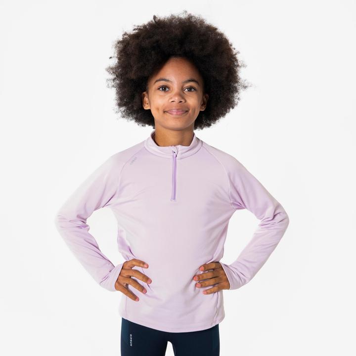Immagine prodotto Kiprun Laufshirt langarm Kinder 1/2 Reissverschluss - 100 Warm lila (140)