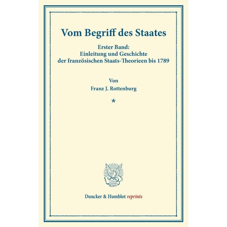 Thumbnail - Vom Begriff des Staates., Fachbücher von Franz J. Rottenburg