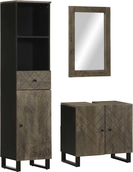 VidaXL 3-tlg. Badmöbel-Set Schwarz Massivholz Mango