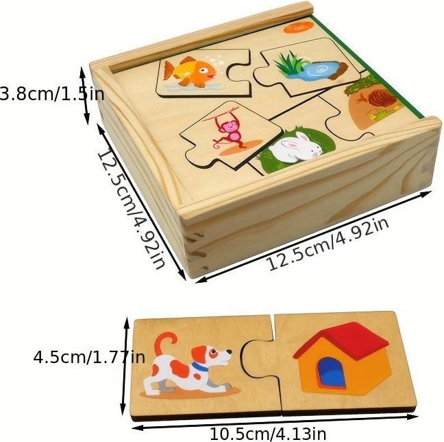 Produktbild Activity Board Puzzle-Holzspielzeug, Holzpuzzle-Box, Tiere und Haus Puzzle-Box