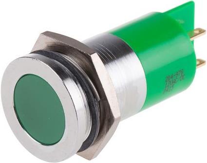 Produktbild RS PRO LED flach 22mm chrom 12VAC/DC grün