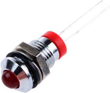 Produktbild RS PRO LED vorst 8mm chrom Pins 2VDC rot IP67