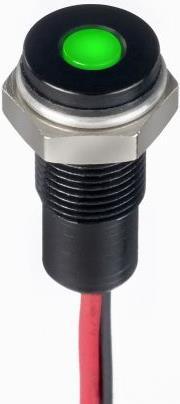 Produktbild RS PRO 6mm flush IP67 sealed black LED, grn 12V