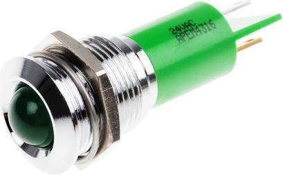 Produktbild RS PRO LED erhaben 16mm chrom 24Vac/dc grün