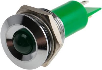 Produktbild RS PRO LED vorst 19mm chrom 230VAC/130VDC grün