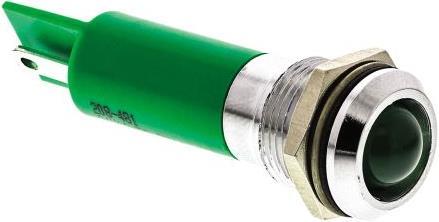 Produktbild RS PRO LED erhaben 12mm chrom 24Vac/dc grün