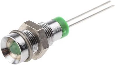 Image du produit RS PRO LED verte 6mm chrome satiné encastrée