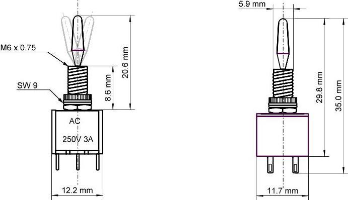 Produktbild Goobay Kippschalter Miniatur, 2x EIN – EIN, 6 Pins, blaues Gehäuse