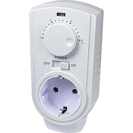 interBär Raumthermostat Zwischenstecker 5 bis 30 °C, Powerbank, Weiss