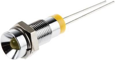 Produktbild RS PRO LED versenkt 6mm chrom Lötpins 2VDC gelb