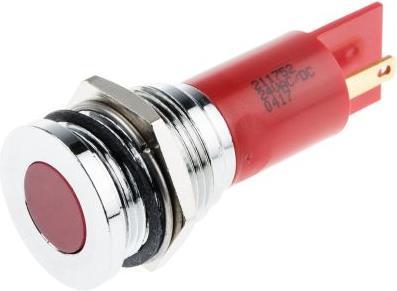 Produktbild RS PRO LED flach 16mm chrom 24VAC/DC rot