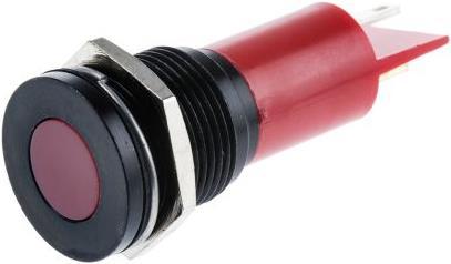 Produktbild RS PRO LED flach 16mm schwarz 12VAC/DC rot