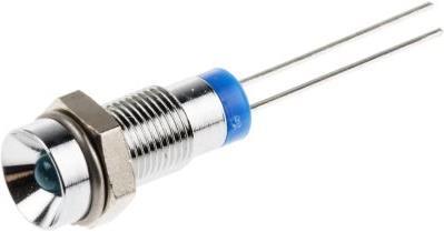 Produktbild RS PRO LED versenkt 6mm chrom Lötpins 2VDC blau